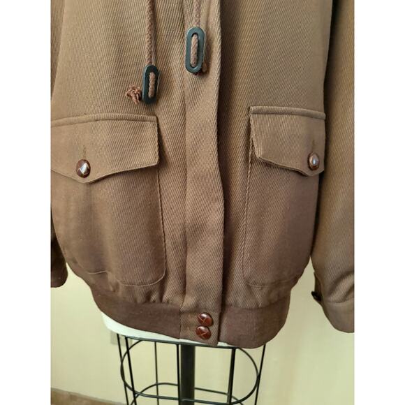 90's VTG JH Collectibles Wool Women's Jacket Size 8  Scarf Lined Bomber Brown - Picture 4 of 10